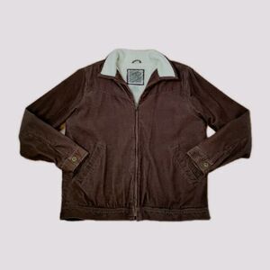 Outlooks Men's Corduroy Sherpa Jacket Zip Up Brown Large